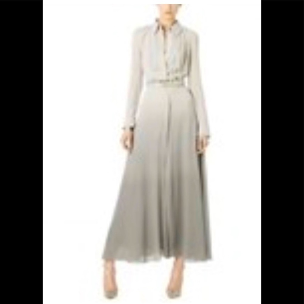 Monika Chiang Ombré Grey Silk Maxi Shirt Dress size 6